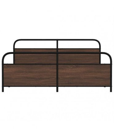 vidaXL Metal Bed Frame without Mattress Brown Oak 180x200 — Size: 180 x 200 cm, Model: with headboard & footboard — V0671991848