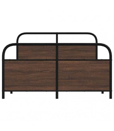 vidaXL Metal Bed Frame without Mattress Brown Oak 140x200 cm — Size: 140 x 200 cm, Model: with headboard & footboard