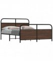 vidaXL Metal Bed Frame without Mattress Brown Oak 160x200 — Size: 160 x 200 cm, Model: with headboard & footboard — V0671991852