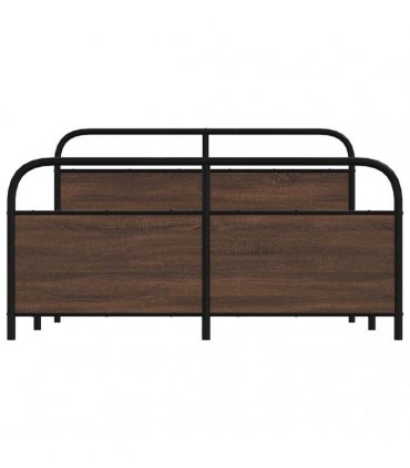 vidaXL Metal Bed Frame without Mattress Brown Oak 160x200 — Size: 160 x 200 cm, Model: with headboard & footboard — V0671991852