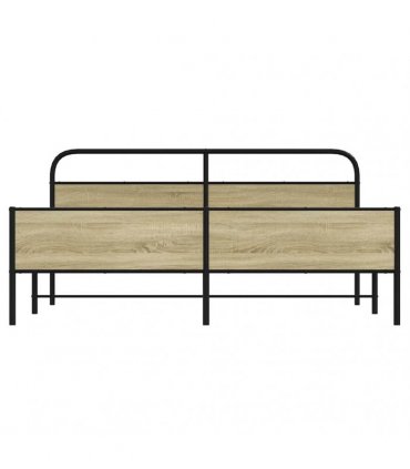 vidaXL Metal Bed Frame without Mattress Sonoma Oak 180x200 cm Super — Size: 180 x 200 cm, Model: with headboard & high footboard