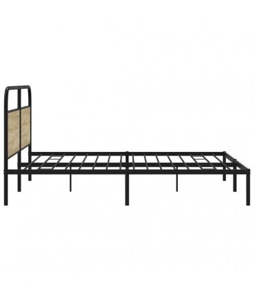 vidaXL Metal Bed Frame without Mattress Sonoma Oak 180x200 cm Super King — Size: 180 x 200 cm, Model: with headboard