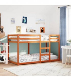 vidaXL Bunk Bed without Mattress Wax Brown 90x190 cm Single Solid Wood Pine — Size: 90 x 190 cm