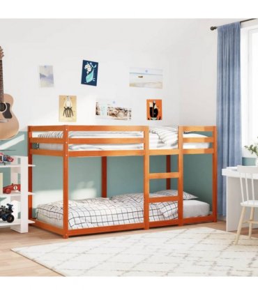 vidaXL Bunk Bed without Mattress Wax Brown 90x190 cm Single Solid Wood Pine — Size: 90 x 190 cm