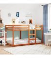 vidaXL Bunk Bed without Mattress Wax Brown 90x190 cm Single Solid Wood Pine — Size: 90 x 190 cm