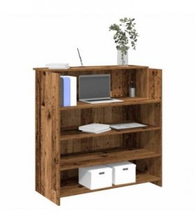 vidaXL Reception Desk Old Wood 100x50x103.5 cm Engineered Wood — Size: 100 x 50 x 103.5 cm