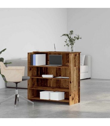 vidaXL Reception Desk Old Wood 100x50x103.5 cm Engineered Wood — Size: 100 x 50 x 103.5 cm
