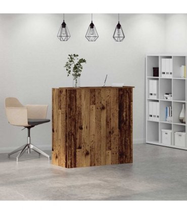 vidaXL Reception Desk Old Wood 100x50x103.5 cm Engineered Wood — Size: 100 x 50 x 103.5 cm