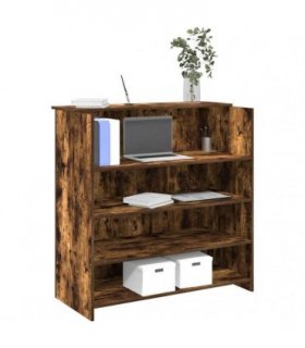 vidaXL Reception Desk Smoked Oak 100x50x103.5 cm Engineered Wood — Size: 100 x 50 x 103.5 cm
