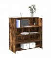 vidaXL Reception Desk Smoked Oak 100x50x103.5 cm Engineered Wood — Size: 100 x 50 x 103.5 cm