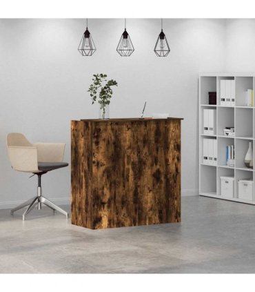 vidaXL Reception Desk Smoked Oak 100x50x103.5 cm Engineered Wood — Size: 100 x 50 x 103.5 cm