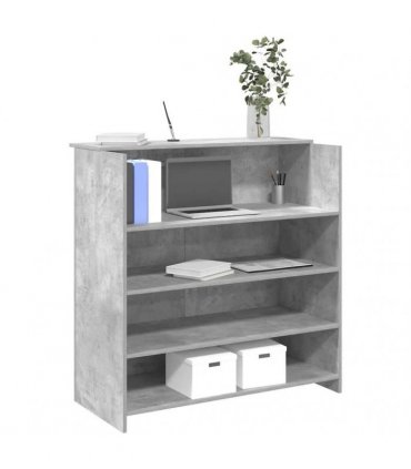 vidaXL Reception Desk Concrete Grey 100x50x103.5 cm Engineered Wood — Size: 100 x 50 x 103.5 cm