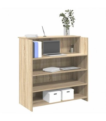 vidaXL Reception Desk Sonoma Oak 100x50x103.5 cm Engineered Wood — Size: 100 x 50 x 103.5 cm