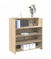 vidaXL Reception Desk Sonoma Oak 100x50x103.5 cm Engineered Wood — Size: 100 x 50 x 103.5 cm