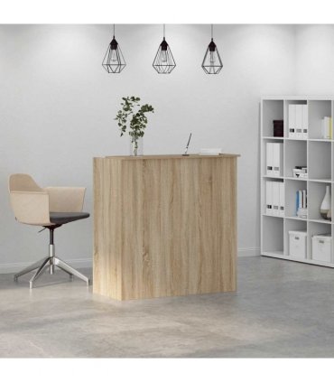 vidaXL Reception Desk Sonoma Oak 100x50x103.5 cm Engineered Wood — Size: 100 x 50 x 103.5 cm