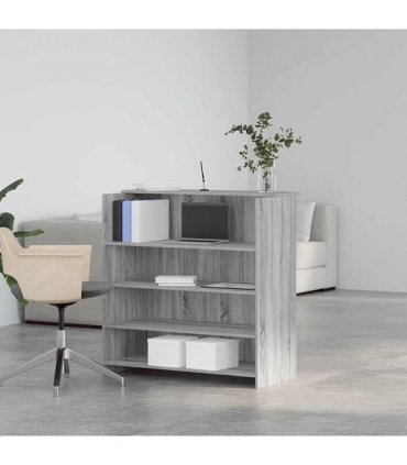vidaXL Reception Desk Grey Sonoma 100x50x103.5 cm Engineered Wood — Size: 100 x 50 x 103.5 cm