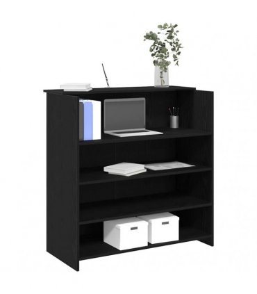 vidaXL Reception Desk Black Oak 100x50x103.5 cm Engineered Wood — Size: 100 x 50 x 103.5 cm