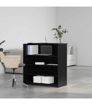 vidaXL Reception Desk Black Oak 100x50x103.5 cm Engineered Wood — Size: 100 x 50 x 103.5 cm