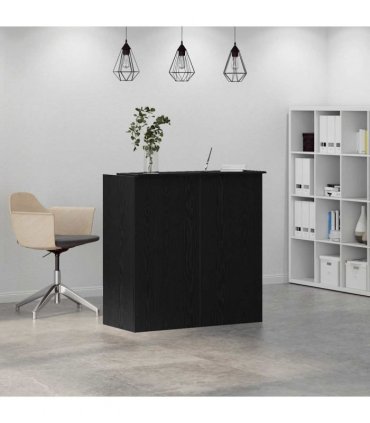 vidaXL Reception Desk Black Oak 100x50x103.5 cm Engineered Wood — Size: 100 x 50 x 103.5 cm