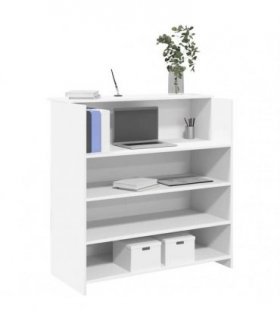 vidaXL Reception Desk White 100x50x103.5 cm Engineered Wood — Size: 100 x 50 x 103.5 cm