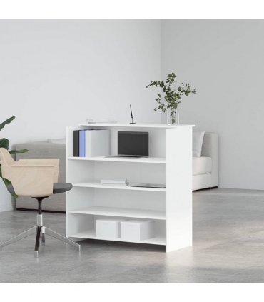 vidaXL Reception Desk White 100x50x103.5 cm Engineered Wood — Size: 100 x 50 x 103.5 cm