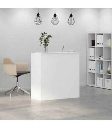vidaXL Reception Desk White 100x50x103.5 cm Engineered Wood — Size: 100 x 50 x 103.5 cm
