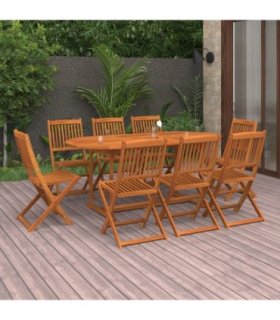 vidaXL Dining Set | Brown | Solid Acacia wood | 180x90x75 cm | Foldable — Model: without armrest