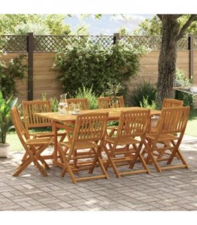 vidaXL 9 Piece Garden Dining Set 180x90x75 cm Solid Wood Acacia — Model: without armrest