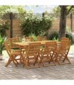 vidaXL 9 Piece Garden Dining Set 180x90x75 cm Solid Wood Acacia — Model: without armrest