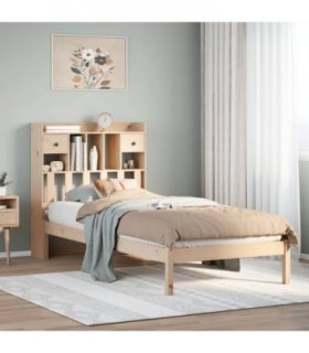 vidaXL Bookcase Bed without Mattress 75x190 cm Small Single Solid Wood Pine — Colour: natural, Size: 75 x 190 cm