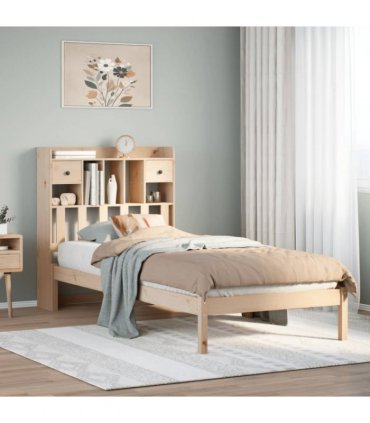 vidaXL Bookcase Bed without Mattress 75x190 cm Small Single Solid Wood Pine — Colour: natural, Size: 75 x 190 cm
