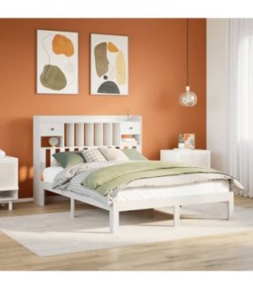 vidaXL Bookcase Bed without Mattress White 140x200cm Solid Wood Pine — Size: 140 x 200 cm
