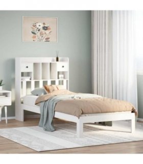 vidaXL Bookcase Bed without Mattress White 75x190cm Solid Wood Pine — Size: 75 x 190 cm