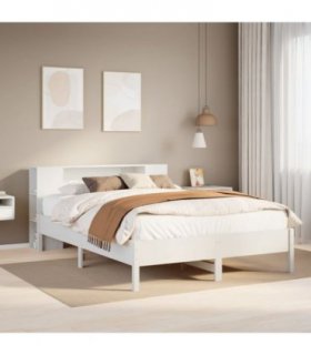 vidaXL Bookcase Bed without Mattress White 150x200 cm King Solid Wood Pine — Size: 150 x 200cm