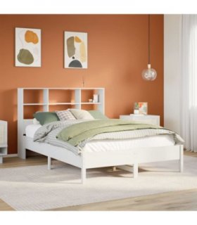 vidaXL Bookcase Bed without Mattress White 160x200cm Solid Wood Pine — Size: 160 x 200 cm — V0671992504