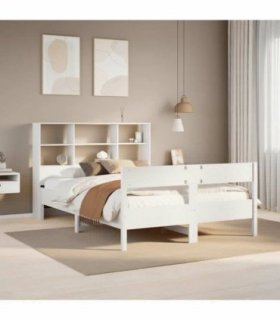 vidaXL Bookcase Bed without Mattress White 160x200cm Solid Wood Pine — Size: 160 x 200 cm — V0671992563