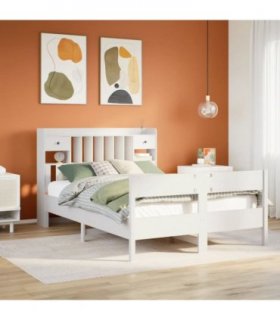 vidaXL Bookcase Bed without Mattress White 140x190cm Solid Wood Pine — Size: 140 x 190 cm — V0671992585