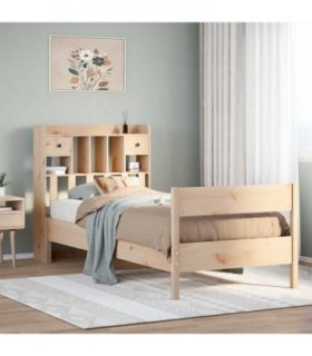 vidaXL Bookcase Bed without Mattress 75x190 cm Small Single Solid Wood Pine — Colour: natural, Size: 75 x 190 cm — V0671992591