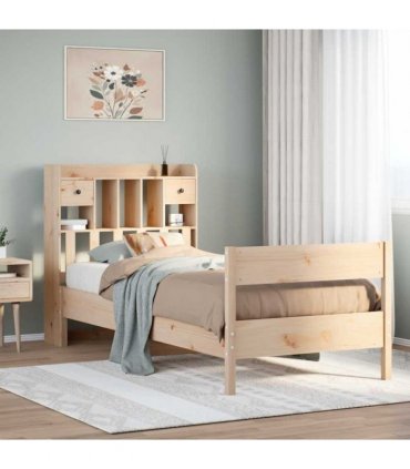 vidaXL Bookcase Bed without Mattress 75x190 cm Small Single Solid Wood Pine — Colour: natural, Size: 75 x 190 cm — V0671992591
