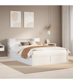 vidaXL Bed Frame without Mattress White 135x190 cm Double Solid Wood Pine — Size: 135 x 190 cm — V0671992818