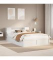 vidaXL Bed Frame without Mattress White 135x190 cm Double Solid Wood Pine — Size: 135 x 190 cm — V0671992818