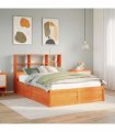 vidaXL Bed Frame without Mattress Wax Brown 160x200 cm Solid Wood Pine — Size: 160 x 200 cm — V0671992834