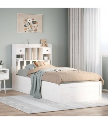 vidaXL Bed Frame without Mattress White 90x190 cm Single Solid Wood Pine — Size: 90 x 190 cm — V0671992852