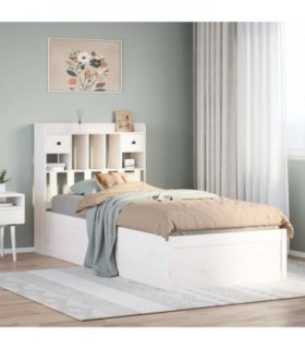 vidaXL Bed Frame without Mattress White 75x190 cm Small Single Solid Wood Pine — Size: 75 x 190 cm — V0671992853