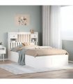 vidaXL Bed Frame without Mattress White 135x190 cm Double Solid Wood Pine — Size: 135 x 190 cm — V0671992854