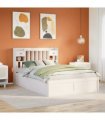 vidaXL Bed Frame without Mattress White 140x190 cm Solid Wood Pine — Size: 140 x 190 cm — V0671992855