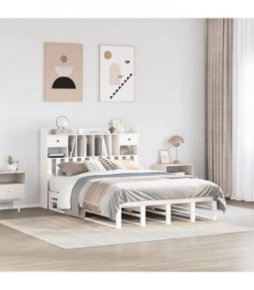 vidaXL Bookcase Bed without Mattress White 140x200 cm Solid Wood Pine — Size: 140 x 200 cm