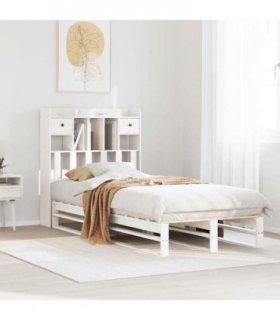 vidaXL Bookcase Bed without Mattress White 90x200 cm Solid Wood Pine — Size: 90 x 200 cm — V0671993032