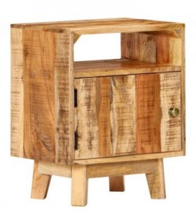 vidaXL Bedside Table 40x30x50 cm Rough Mango Wood — Size: 40 x 30 x 50 cm