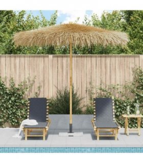vidaXL Garden Parasol | Brown | Bamboo and Banana Leaf | Large | Foldable — Size: 210 cm